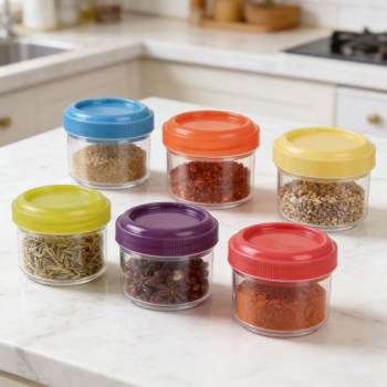 Plastic Clear Spice Jars Seasoning Containers, 6-Pack