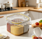 4-Compartment Clear Seasoning Box with Lids & Spoons