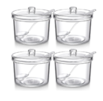 Acrylic Sugar Bowl 7.1 oz with Airtight Lid & Spoon, 4-Pack