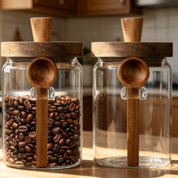 Glass Food Jar with Bamboo Lid & Spoon, 20.3 oz