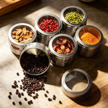 Magnetic Spice Jars 75 ml with Adjustable Vents, 6-Pack