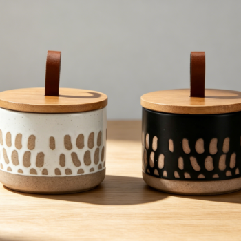 Ceramic Jar 5 oz with Airtight Lid, Spice Salt Butter, 2-Pack
